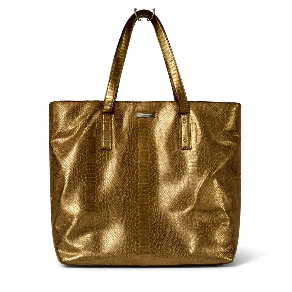 Kate Spade Foiled Again Bon Shopper Gold Snakeskin Embossed Tote Y2K Luxury
